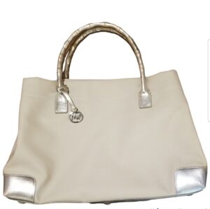 MONSAC ORIGINAL RETIRED CREAM COLORED FABRIC HANDBAG